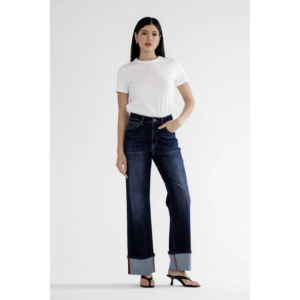 Elegant Navy Wide Leg Jeans